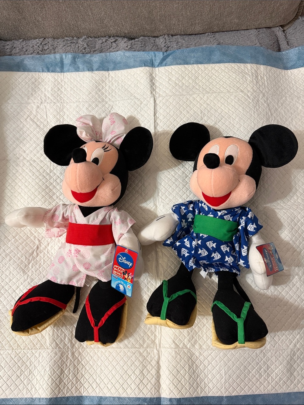 Disney Minnie & Mickey Plush Pair in Pink and Blue Outfits